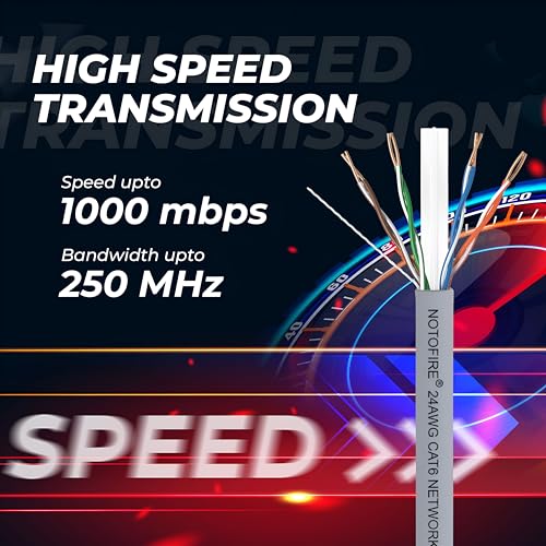 Image of NOTOFIRE Cat6 Ethernet Cable, High Speed 550MHZ / 10 Gigabit Speed UTP LAN Cable, Network Cable Internet Cable RJ45 Cable LAN Wire, Patch Computer Cord Gigabit Category 6 Cable for Modem (100 Meter 2)