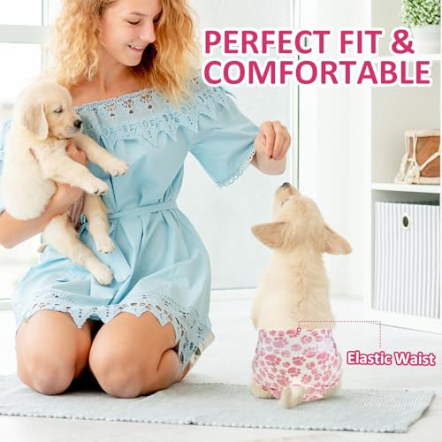 Image of Dono Dog Diapers Female, Disposable Doggie Diapers, Super Absorbent Puppy Diapers with Adjustable Tail Hole, Wetness Indicator for Cats Doggy in Heat Period, X-Small, 24 Count