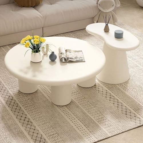 WEIDPHL Mesa De Centro Ovalada con Forma De Anacardo Irregular, Mesa De Centro Redonda con Sofá, Mesa Nido Redonda, Mesa Baja Central para Sala De Estar,Set