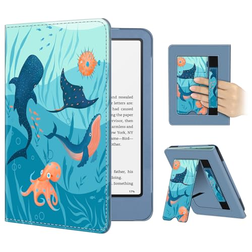 Image of Fintie Case for 7 inch /6.8 inch Kindle Paperwhite(12th /11th Generation-2024 /2021) and Kindle Colorsoft Signature Edition -Slim Foldable Stand Cover Auto Wake /Sleep for Paperwhite 2024, Blue Ocean