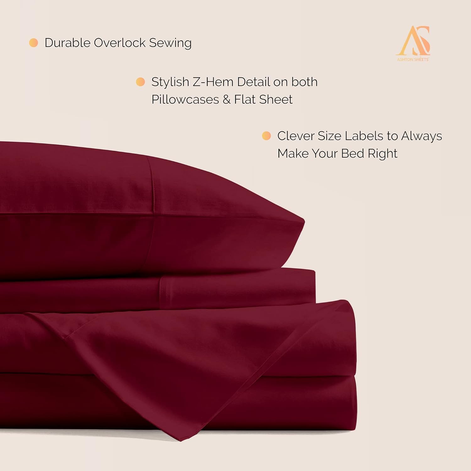Ashton Sheets 100% Egyptian Cotton Sheets King Size - 4 PC 800 High Thread Count Egyptian Cotton King Size Bed Sheets Set (Burgundy), Soft, Cooling, 16" Deep Pocket Sateen Weave Luxury Hotel Bedsheet