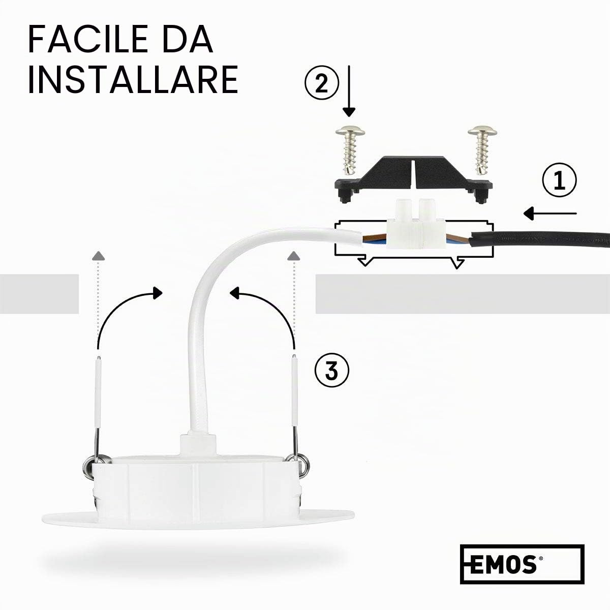 EMOS Exclusive Faretti LED da Incasso per Cartongesso 5W / 450 Lumen | Faretti da Incasso 6500K Luce Bianco freddo | Set di 12 pezzi Spot LED Orientabili a 50°, Rotondi e Ultra Piatti in Bianco