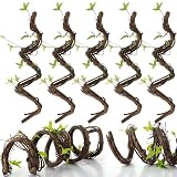 Suncalla 5 Pcs Artificial Bendable Tree Branches for Decoration Fake Trunk Garland Twigs Leaves Cherry Blossom Grape Vines for Wall Hanging Front Door Reptile Habitat Decoration (35in,Natural)