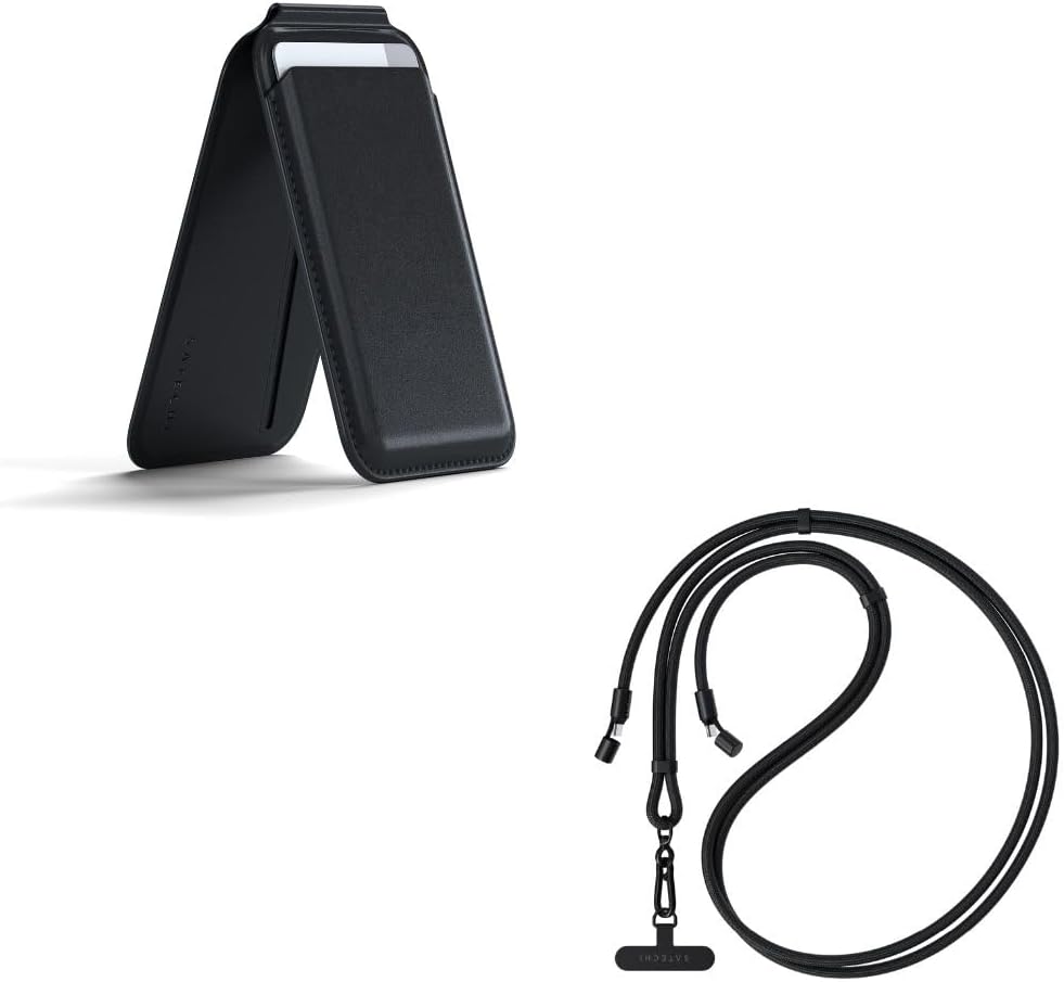 Satechi Magnetic Magsafe Wallet & OntheGo™ USB-C Lanyard Cable for iPhone - Black
