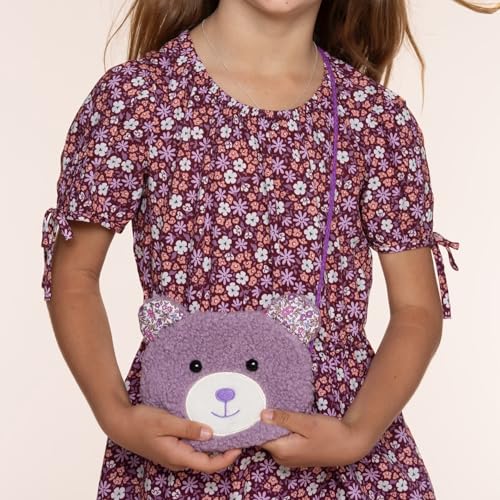 Plush Teddy Bear Crossbody Bag for Little Girls, Toddlers, Kids Age 3-8 - Purple2