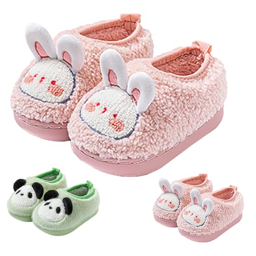 Boys Girls Plush Panda Slippers Non-Slip Fleece Cute Cartoon Slippers Fall Winter Warm Indoor Soft Cozy Sandals