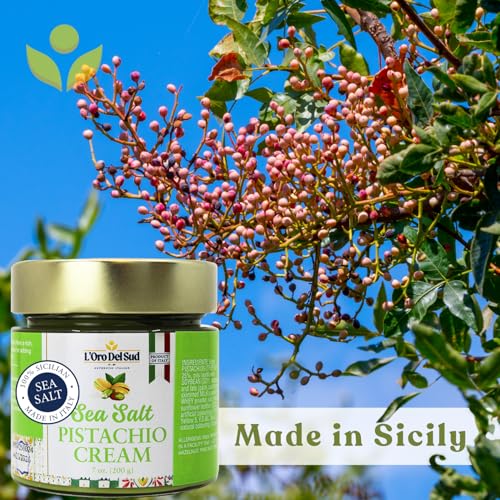Pistachio Cream with Sea Salt, Sicilian Sweet & Salty Pistachio Spread, 7 oz (200g), Sweet Pistachio Butter, Product of Italy, L’Oro Del Sud - Image 5