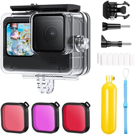K&F Concept 21 in 1 Waterproof Case Housing Compatible with GoPro Hero 12 11 10 9 Black Dive Case with Underwater Filter Set 45 Metres Floating Handle Grip Accessories Anti-Fog Kit