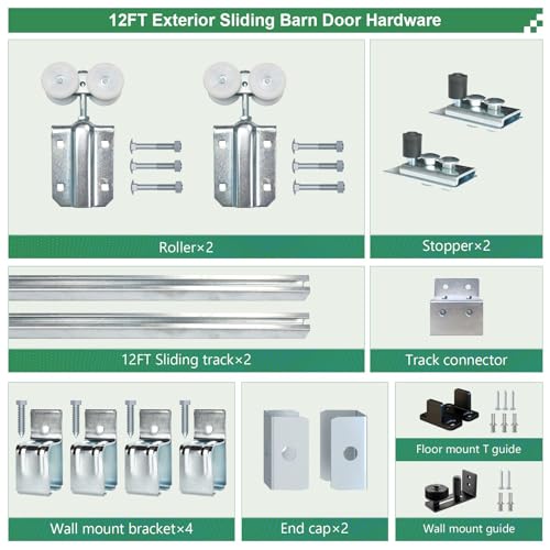 DIYHD Heavy Duty Galvanized Steel Exterior Sliding Barn Door Hardware Kit, Fit Max Door Width 72in, MAX Load 300 lb
