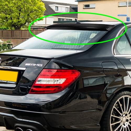 Miniatura 5 de Alerón de techo de ventana trasera de fibra de carbono negro compatible con Mercedes Benz Clase C Sedan W204 2008-2014, 2009 2010 2011 2012 2013