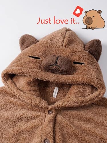 Plush Capybara Slippers Cute House Slippers for Women Girls Capy-Lovers - Wearable Blanket Bath Robe with Comfort Wear Warm Memory Foam Cloud Slides Non Slip Sole Kawaii Animals Christmas Gift Sets3