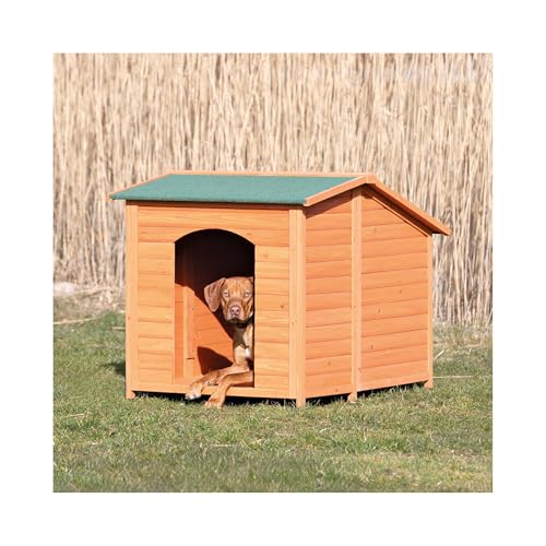 Image of Trixie Natura XXL Classic Dog House - Wooden Outdoor Shelter with Weatherproof Sealer & Adjustable Legs for Larger Dogs - Brown