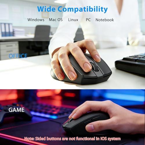 Redragon Wireless Mouse, 2.4GHz Ergonomic Optical Mouse with USB Receiver, 24 Months Battery Life, 5-Level 4000 DPI, 6 Button Computer Mouse for Laptop, Windows, Mac, PC, Chromebook - Image 8