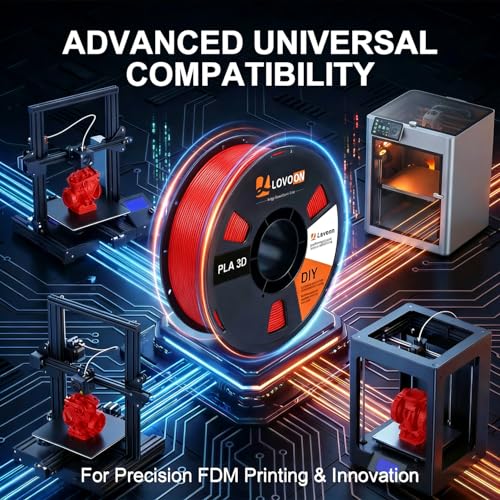 Image of LOVOON PLA Filament Red 1KG, 1.75mm 3D Printer Filament Dimensional Accuracy + /- 0.02mm, Neatly Wound 3D Printing Filament, Fits Most FDM 3D Printers, 1KG Cardboard Spool (2.2lbs)