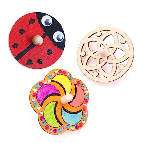 Lurrose 10 Piezas Tapas para Manualidades Crafts for Manualidades Infantiles Brain Toys Parte Superior sin terminar Juguete para Hilado de Madera