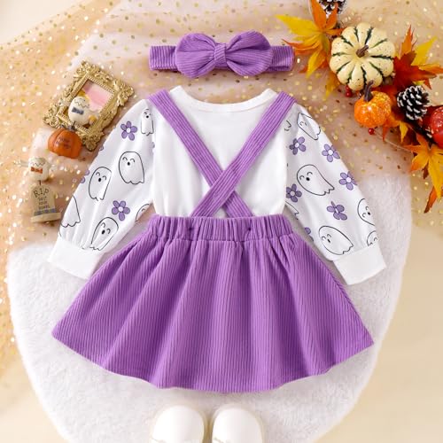 Newborn Baby Girl Halloween Outfit Long Sleeve Romper Dress Suspender Skirt Christmas Overalls Fall Clothes4