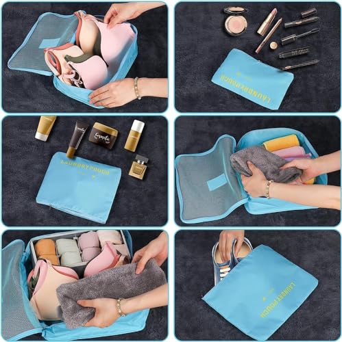Image of Travel Organizer, Packing Cubes for Travel, Travel Essentials, Toiletry Bag, Packing Bags for Clothes, Travel Organizer for Women, Travel Pouch, Travel Organizer (SKY BLUE)