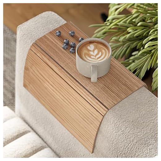 Soffa armbricka bord soffa sängbord trä underlägg kaffekopp vikbar skyddsmatta tv-stol armstöd caddy ändbord brickor (färg: 2. naturlig)
