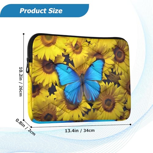Funda para laptop 13-14 pulgadas con diseño mariposa y girasol miniatura 3