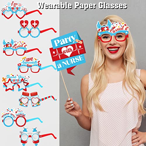 Qpout 32Pcs Nurse Appreciation Week Party Photo Booth Props Novelty Thank You Nurses Selfie Props 2023 Medical Party Decorations Nursing Party Decor Nurse School Graduation Party Supplies #TOP2