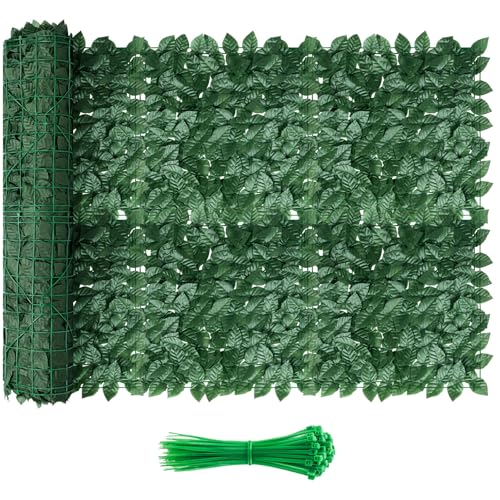 Artificial Ivy Privacy Fence Screen, 120x40 inch Dense Leaves Fence Panel, Super Privacy Greenery Wall Faux Ivy Greenery Backdrop Ivy for Patio, Balcony, Garden, Backyard Indoor Outdoor Decor