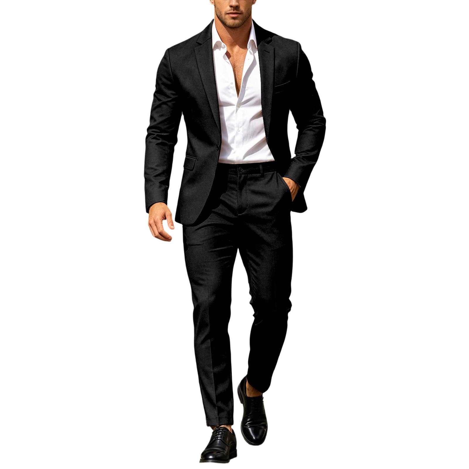 Anzug Herren Anzugblazer Slim Fit mit einem Knopf Jacke Hose Set für Party Hochzeit und Business 2-teiliger Abschlussball Anzüge Blazer & Hosen