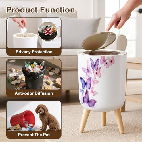 Caneca de basura pequeña con tapa y patas, 7L multicolor miniatura 6