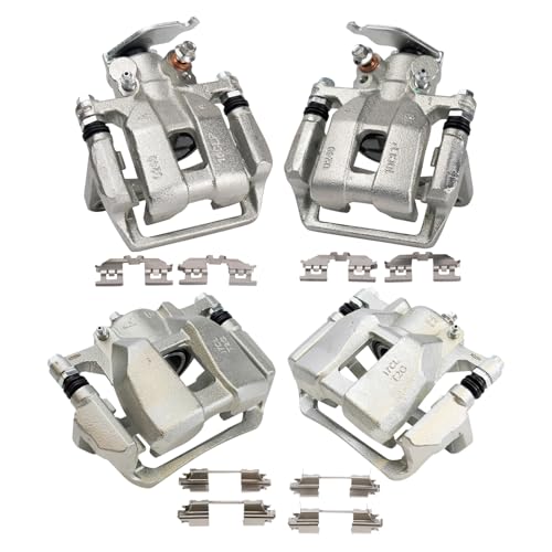 Image of TRQ Front and Rear Brake Caliper Set Zinc Coated Brackets Hardware Compatible with 2013-2017 Honda Accord