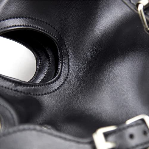 Imeish Lacing Masks Hollow Out Mouth Masks Soft Leather Head Hood Blindfold Cosplay Hood Masks #TOP6