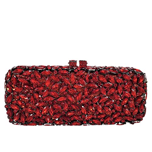 Image of Boutique De FGG Women Crystal Clutch Bag Minaudiere Box Handbag Party Prom Rhinestone Clutch Purse Wedding Bag, Mini