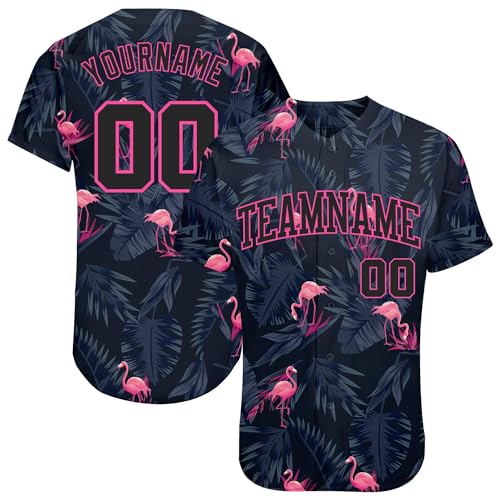 REKYLAWA Custom Baseball Jersey, Baseball Jersey, Custom 3D Pattern Design Flamingo Authentic Baseball Jersey, Baseball Shirts, Custom Jersey Baseball, Baseball Jerseys, Womens Baseball Jersey