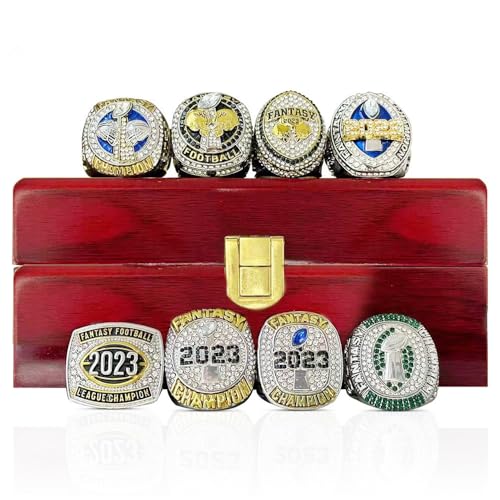 Kuseli 8PCS 2023 Fantasy Football Championship Ring MVP Trophy Prize for Fans Mens' Souvenir Gift (11,with Box)