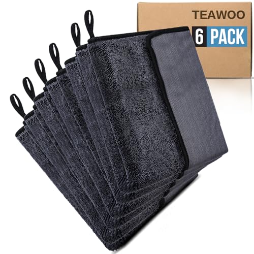 TEAWOO Shiny Wipes Shower Cleaning Cloth, Ultra Absorbent Car Drying Towel, 2 Pack 16 x 24 inch Microfiber Cleaning Cloth for Car, Bath & Househood