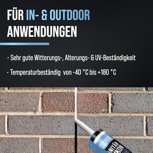 PROCREA® 1x Premium Sanitärsilikon Bad & Küche (Bahamabeige) [mit Anti-Schimmel-Formel] Dichtmasse für innen & außen - Universal Silikon in Profi-Qualität (beige) - Made In Germany