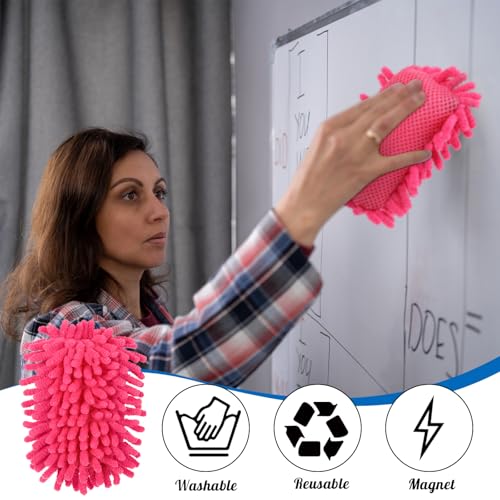 Image of Sherr 18 Pcs Microfiber Shag Magnetic Dry Erase Erasers Washable Whiteboard Eraser Bulk Colorful White Board Eraser for Chalk Markers Home Office(Multicolor)