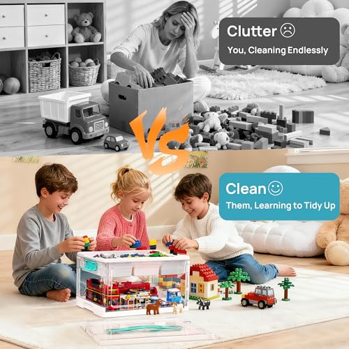 image for Vtopmart 24 QT Clear Plastic Craft Organizer with Removable Trays and 