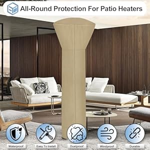 OutdoorLines Waterproof Outdoor Patio Heater Covers with Zipper and Storage Bag, Dust-proof UV-Resistant Windproof Propane Heavy Duty Heater Cover for Standing Heater, 1 Pack-89Hx33Dx19B inch Camel OutdoorLines Waterproof Outdoor Patio Heater Covers with Zipper and Storage Bag Dust proof UV Resistant Windproof Propane Heavy Duty Heater Cover for Standing Heater 1 Pack 89Hx33Dx19B inch Camel