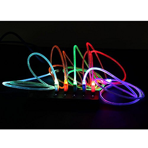 AGPtek LED Light Micro USB Charging Data Sync Cable for HTC Samsung Galaxy S3 S4 S5,HTC One X, Lg, Samsung Galaxy Note 2, Note 3, Sony Experia,All Android Phone and Tablet - 3.3 ft(7 Changing Color)