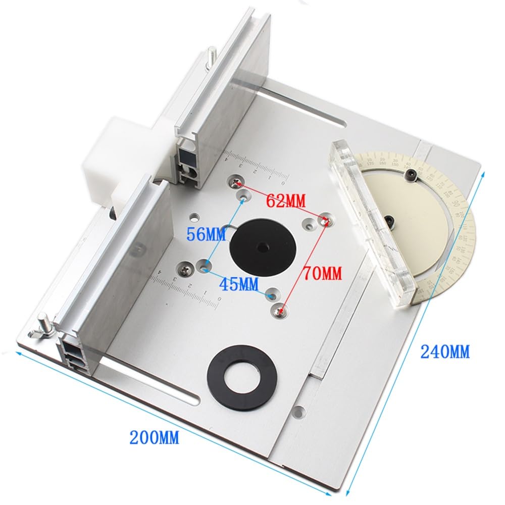 Piastra Di Inserimento in Alluminio per Tavolo da Fresatrice con Goniometro, per Banchi da Falegnameria, Sega da Tavolo, Rifilatrice Multifunzione,China per Incisione/D2
