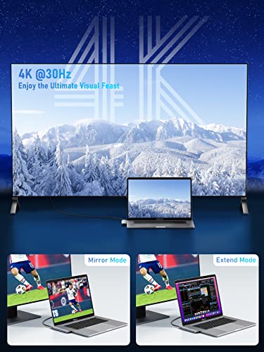 Lemorele USB C Hub for MacBook Pro/Air M1 M2 2022 2021 2020 2019 2018 13" 15" 16", 7 in 2 Multiport Adapter Hub Mac Dongle w/4K HDMI, 3 USB 3.0, SD/TF 3.0, 100W PD 40Gbps Thunderbolt 3/4 - Image 5