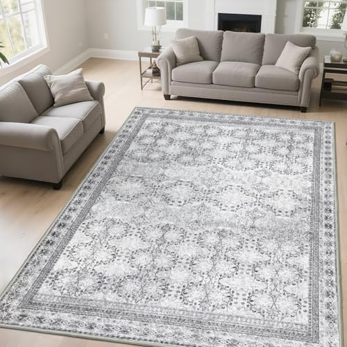 Tapete lavable antideslizante 6x9 gris desvanecido miniatura 1