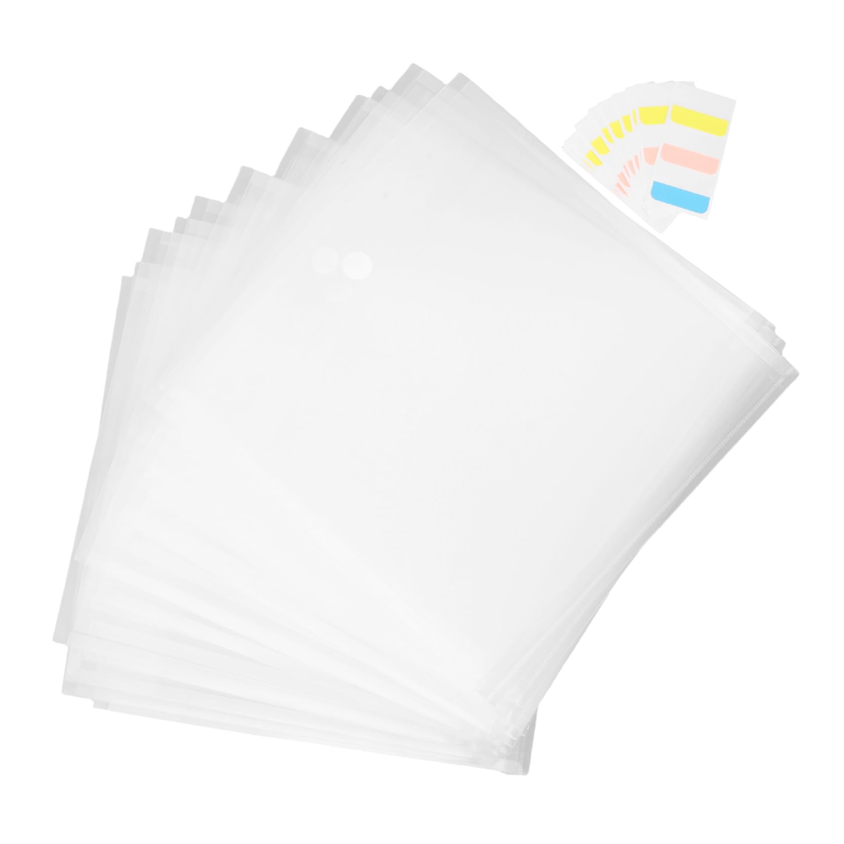 24 szt. torebek na dokumenty z bezpiecznym zamknięciem, naklejki z etykietami, plastikowe teczki do scrapbookingu, do przechowywania papieru, przenośne, do szkoły, biura, użytku domowego
