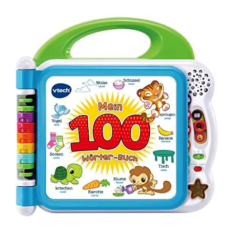 VTech Baby Mein 100-Wörter-Buch - Interaktives Bilderbuch zum Lernen erster Wörter mit 12 bilingualen Seiten in Deutsch-Englisch - Für Kinder von 2-5 Jahren Cover
