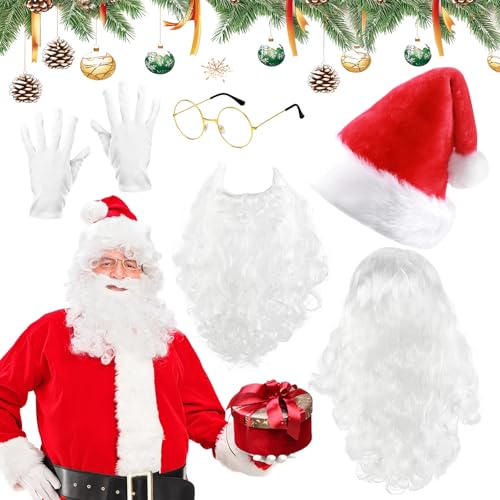 Weihnachtsmann Kostüm, 6er-set Weihnachtsmann Bart + Perücke +...