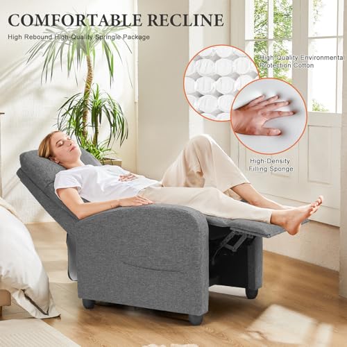 Sweetcrispy Massage Recliner Chair for Adults, Adjustable Home Theater Seating with Lumbar Support, Small Recliners for Small Spaces, Dark Grey