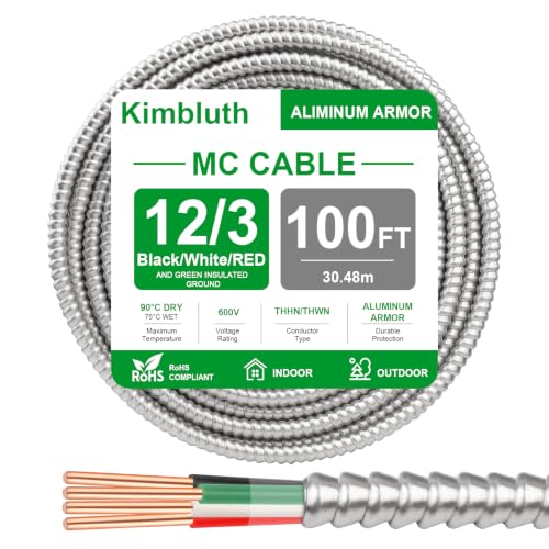Kimbluth 12/3 Metal Clad Cable with Ground 100ft