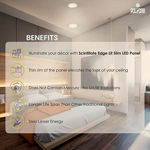 Image of Polycab 12W LED Panel Light Scintillate Edge Slim Round Smart Offers Bright Lumination Long Lifespan No Harmful Radiation (Neutral White, 4000K, 10 PCS, Cut Out: 5.9 inches)