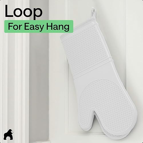 Miniatura 96 de GORILLA GRIP - Juego de guantes de horno de silicona suave sin BPA, guantes de cocina resistentes al calor e impermeables, forro de algodón grueso