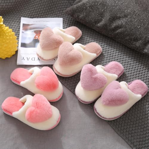 Premium Comfort Thermal Cute Heart Non Slip Women's Fuzzy House Slippers Indoor Soft Warm Kawaii Furry Shoes2