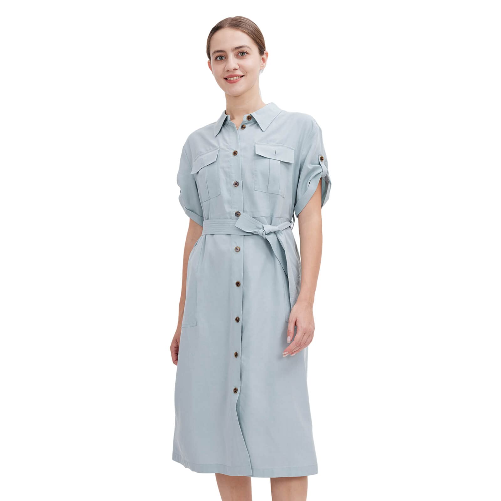 seya BUTTON DOWN DRESS SHADED CRISPWOOL｜ファッション